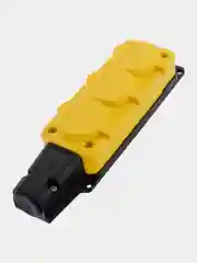 Розетка штепсельная REXANT, трехместная, влагозащищенная, с/з, 16 А, IP54, каучук, желтая