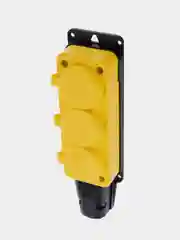 Розетка штепсельная REXANT, трехместная, влагозащищенная, с/з, 16 А, IP54, каучук, желтая