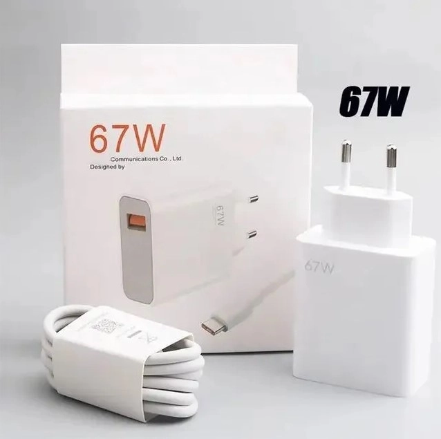 Зарядное устройство Quick charge 67w с кабелем usb type-c 6A Адаптер быстрая turbo зарядка