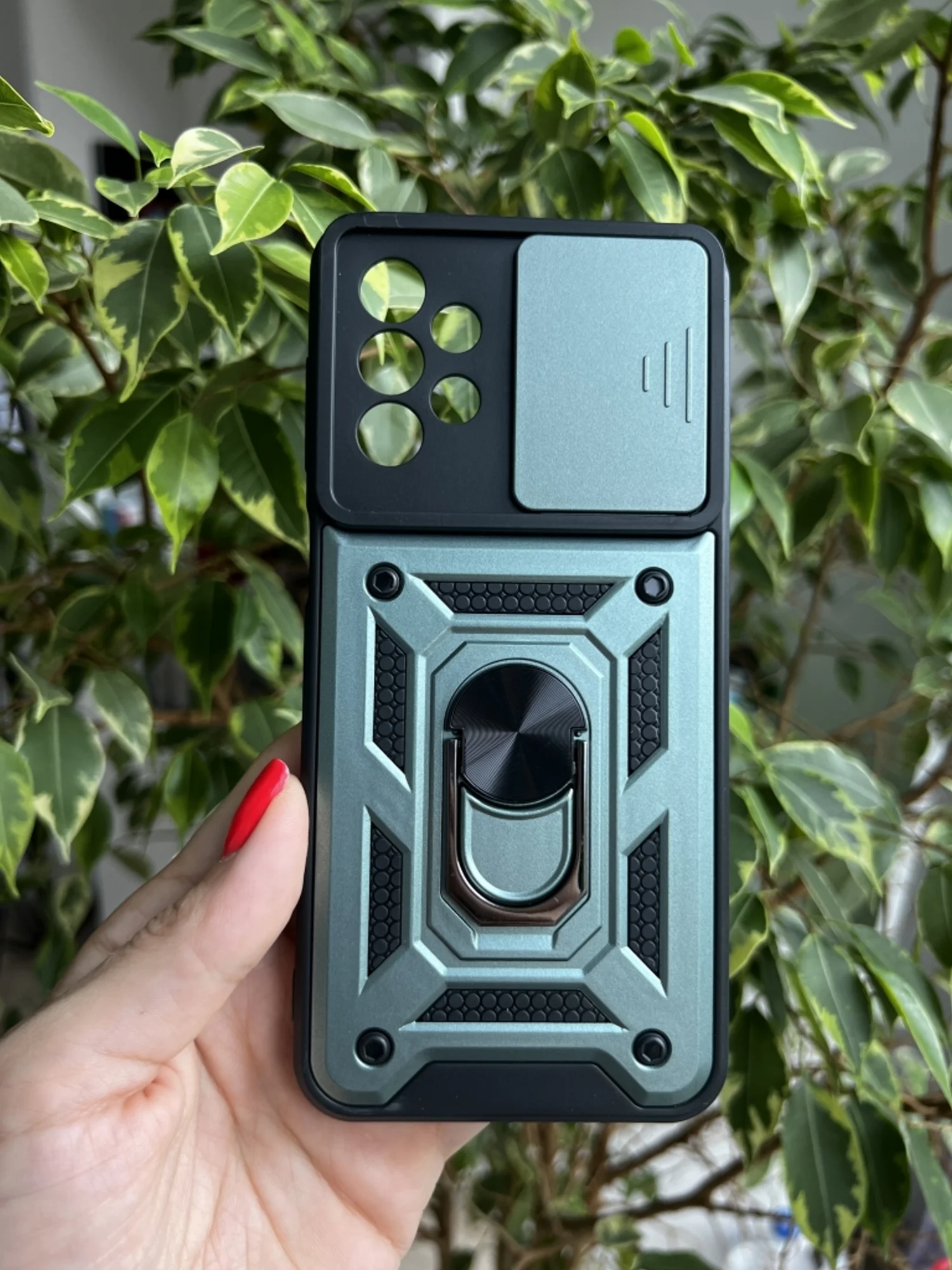 Зеленый чехол противоударный armors для Samsung A13 4G / Самсунг А13 4G с защитой камеры