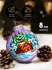 Елочная игрушка шар Волшебный домик 80 мм. в подарочной упаковке
