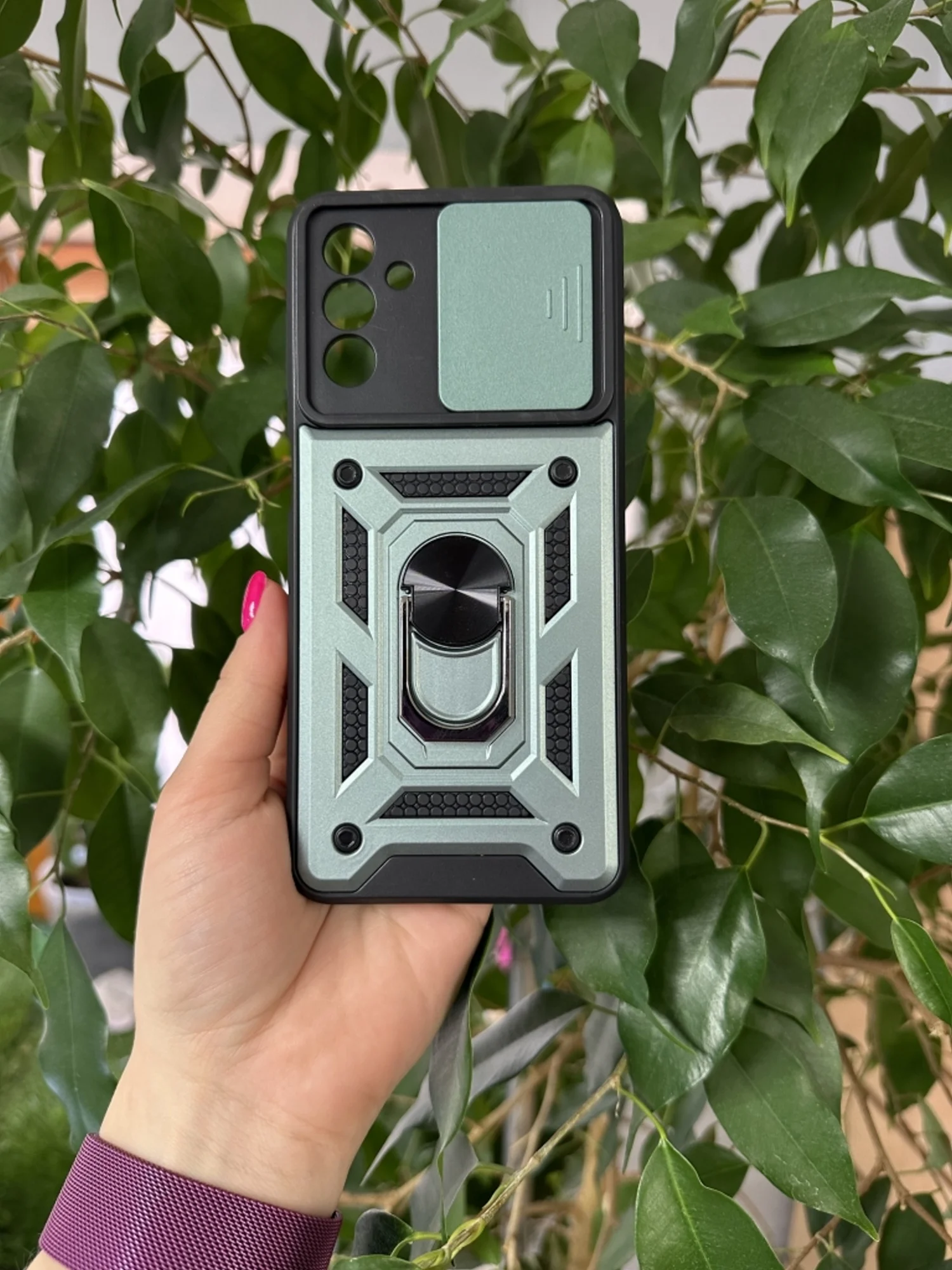 Зеленый чехол противоударный armors для Samsung A04S / Самсунг А04S с защитой камеры
