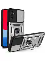 Серебряный чехол противоударный armors для Samsung A04S / Самсунг А04S с защитой камеры