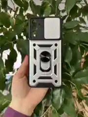 Серебряный чехол противоударный armors для Samsung A04S / Самсунг А04S с защитой камеры