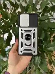 Серебряный чехол противоударный armors для Samsung A04S / Самсунг А04S с защитой камеры