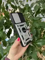Серебряный чехол противоударный armors для Samsung A04S / Самсунг А04S с защитой камеры