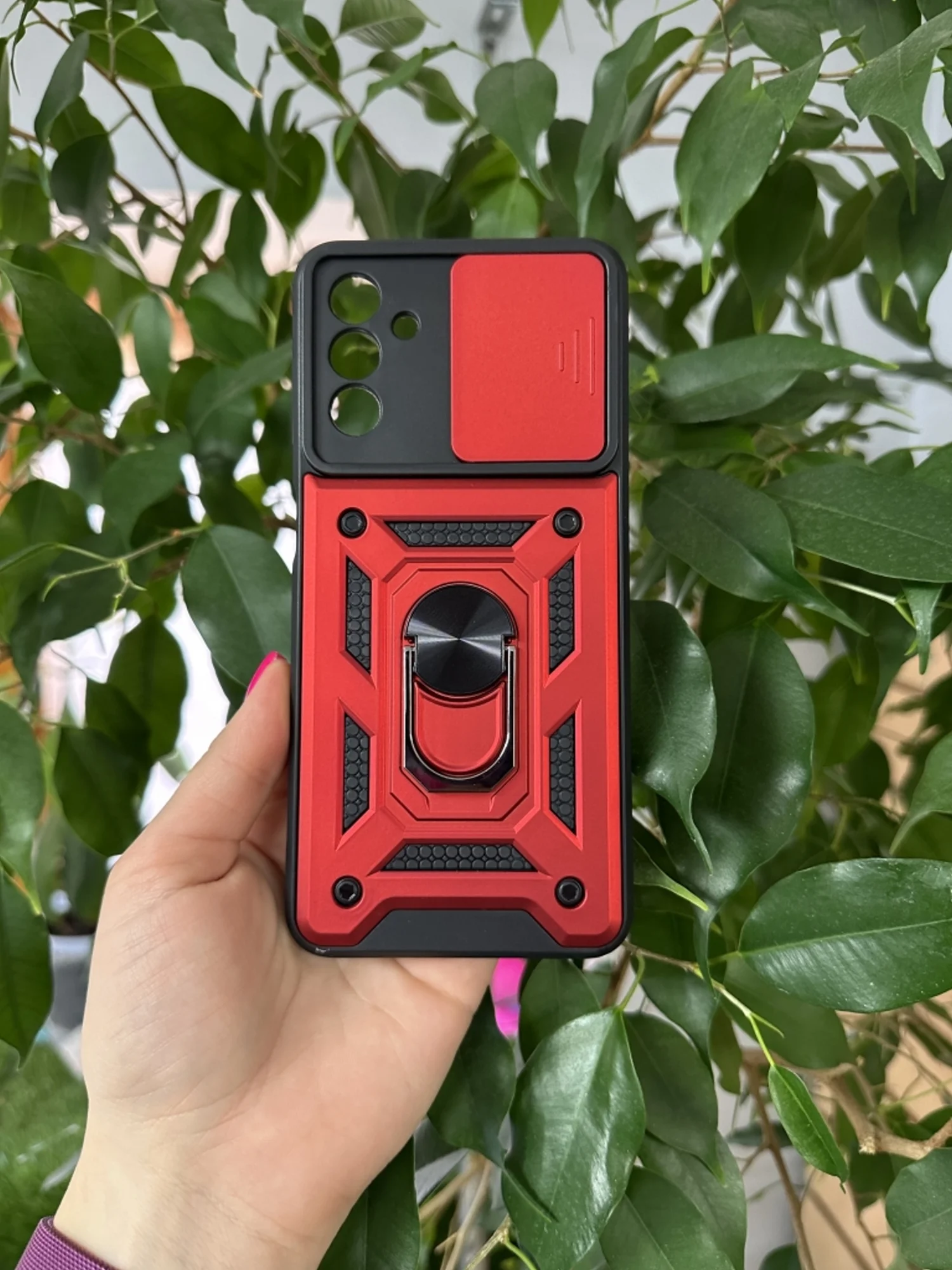 Красный чехол противоударный armors для Samsung A04S / Самсунг А04S с защитой камеры