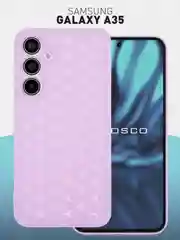 Темно-синий чехол "Соты" для Samsung Galaxy A35 5G силиконовый ROSCO матовый с бортиком- защитой камер