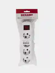 Колодка Rexant, 4 гнезда, с кнопкой, c заземлением