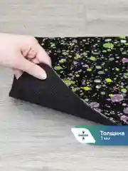 Черный коврик придверный в прихожую "Флорт Принт Енот" 40х60 см, ВИЛИНА