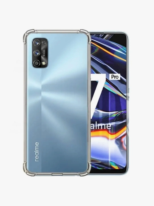 Чехол для Realme 7 Pro, Реалми 7 Про, силиконовый, прозрачный с усиленными углами