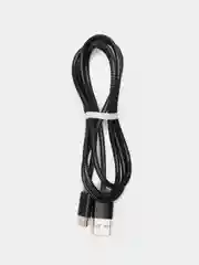 Черный зарядный USB кабель, 1 м, в металлической оплётке, iPhone Lightning Android Type-C Micro