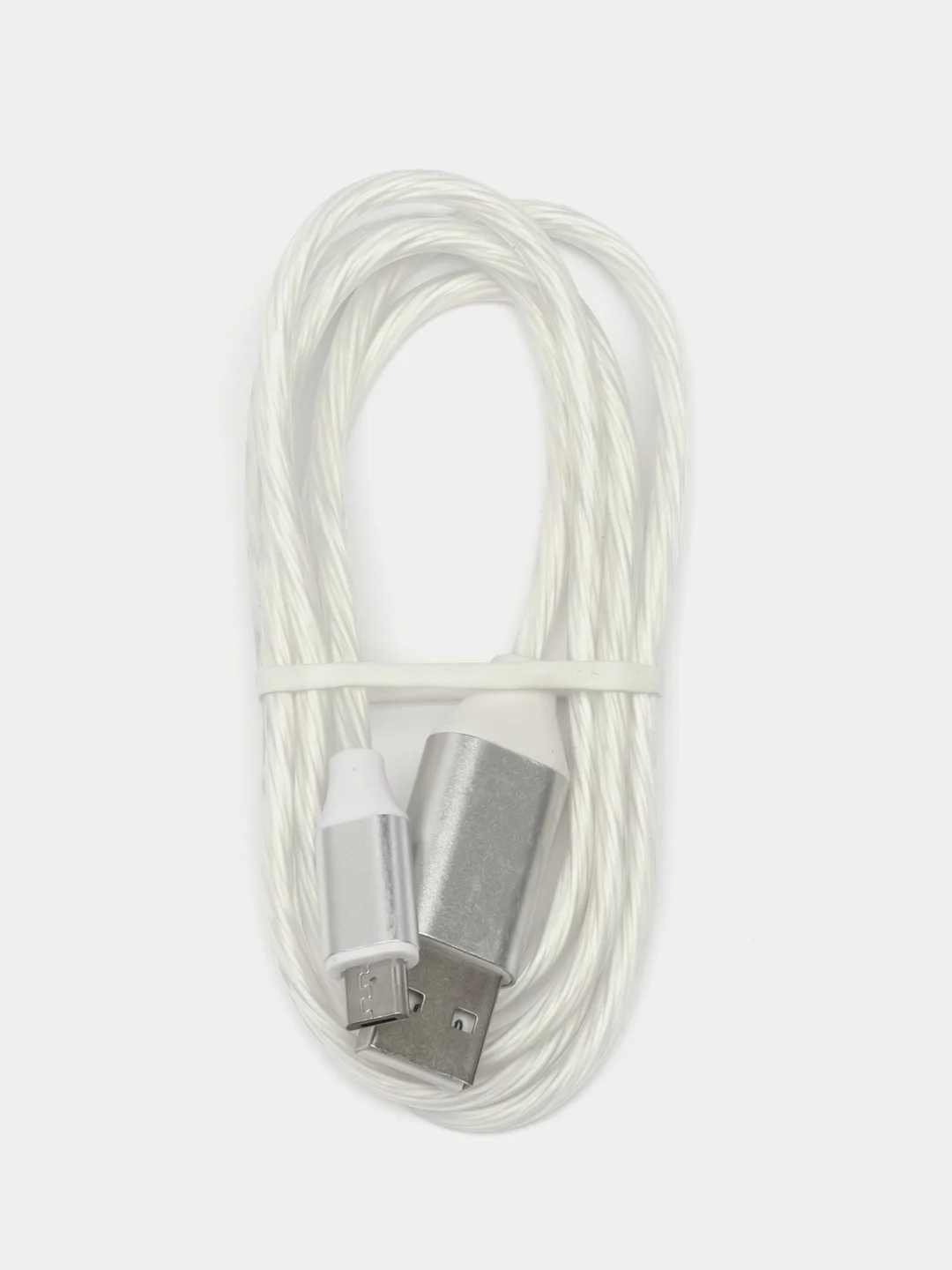 Серебряный светящийся зарядный USB кабель провод для Iphone, Android micro USB Type-C Lightning