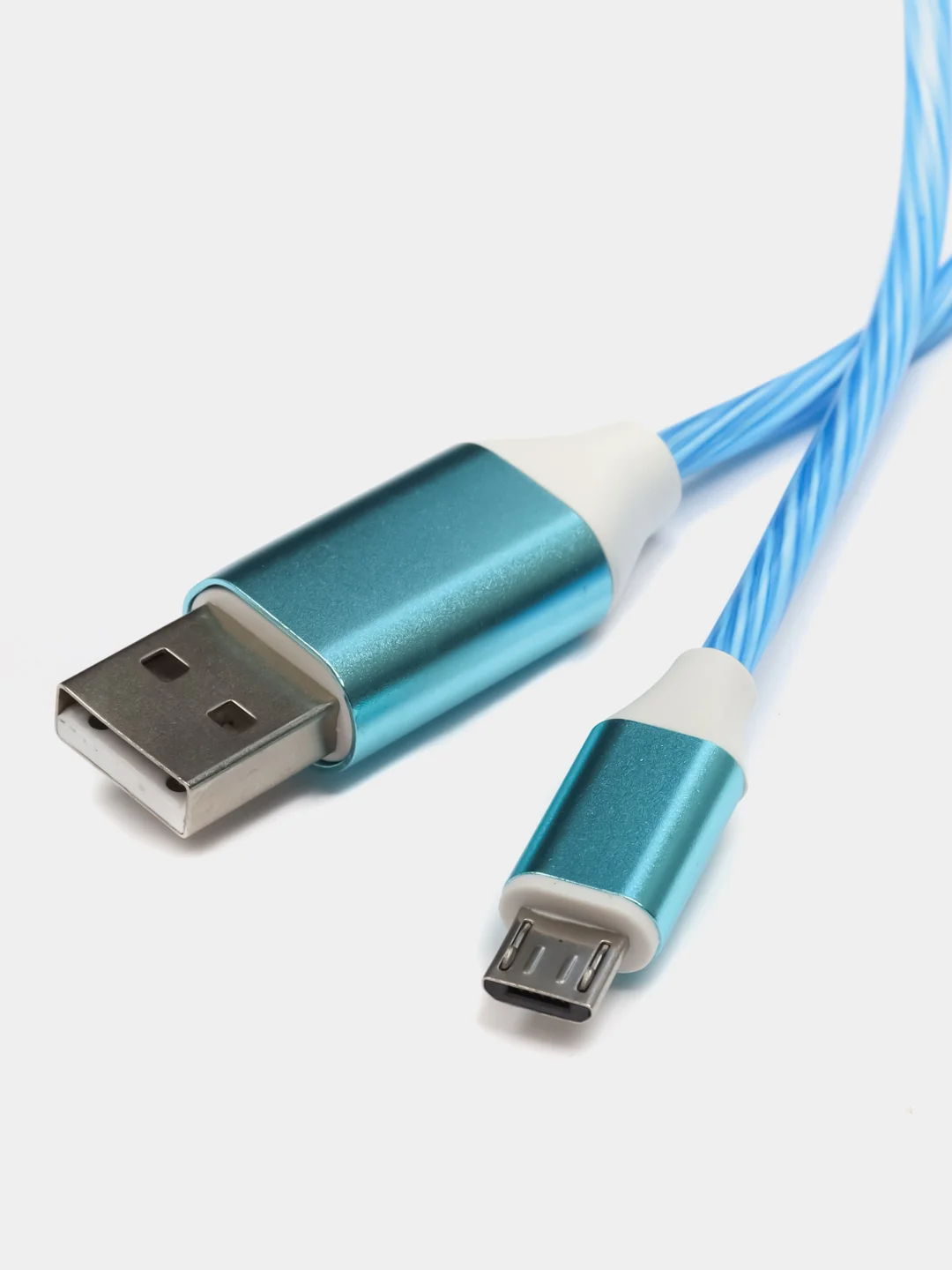 Синий меланж светящийся зарядный USB кабель провод для Iphone, Android micro USB Type-C Lightning