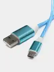 Синий меланж светящийся зарядный USB кабель провод для Iphone, Android micro USB Type-C Lightning