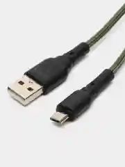 Оливковый кабель зарядный плетеный 1м на Type-C, Micro-USB, Lightning провод