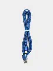 Синий кабель провод плетеный 3, 2 метра зарядник USB Lightning iPhone, Micro Android Type-C