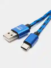 Синий кабель провод плетеный 3, 2 метра зарядник USB Lightning iPhone, Micro Android Type-C