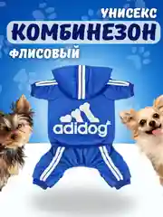 Синий комбинезон спортивный для собак и кошек, с капюшоном, 7 цветов