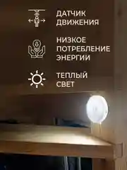 Белый светодиодный беспроводной светильник с датчиком движения и освещенности RPD-0001-night