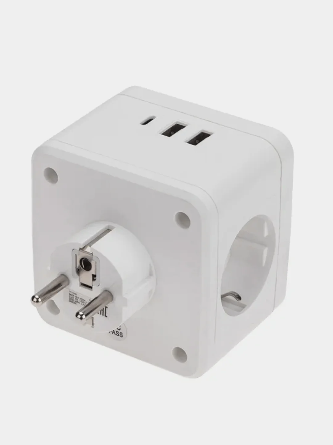 Двойник электрический REXANT, 16А, с/з, 2хUSB-A 2,4А, USB Type-C, 3А, с подсветкой