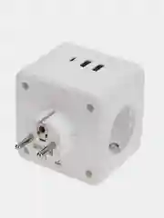 Двойник электрический REXANT, 16А, с/з, 2хUSB-A 2,4А, USB Type-C, 3А, с подсветкой