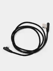 Черный кабель плетеный для iPhone с быстрой зарядкой и подсветкой 1 м