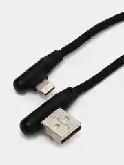 Черный кабель плетеный для iPhone с быстрой зарядкой и подсветкой 1 м