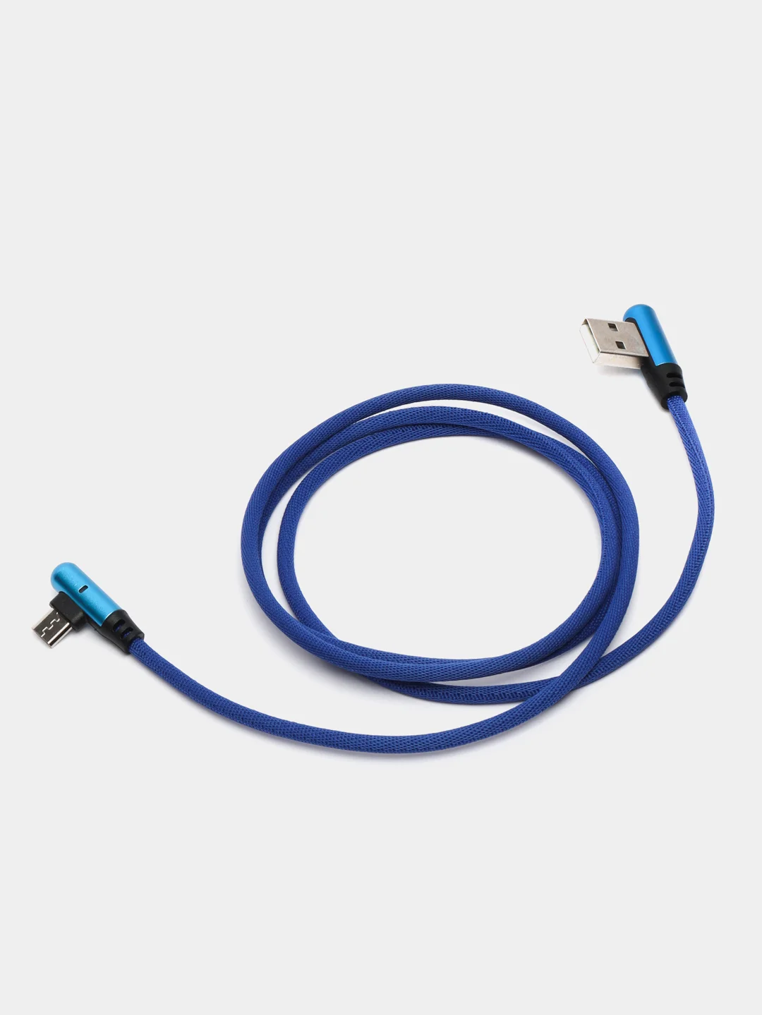 Синий кабель плетеный для Android micro usb с быстрой зарядкой и подсветкой 1 м
