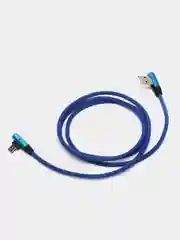 Синий кабель плетеный для Android micro usb с быстрой зарядкой и подсветкой 1 м