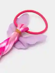 Тёмно-розовый заколка - резинка с волосами и бантиком,накладная,цветная прядь