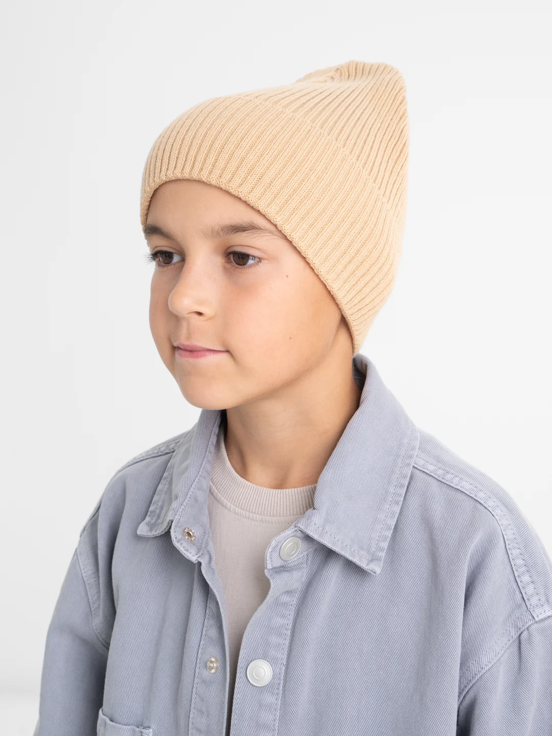 Бронзовый демисезонная шапка для мальчика . Демисезонная шапка 3- 10 лет
