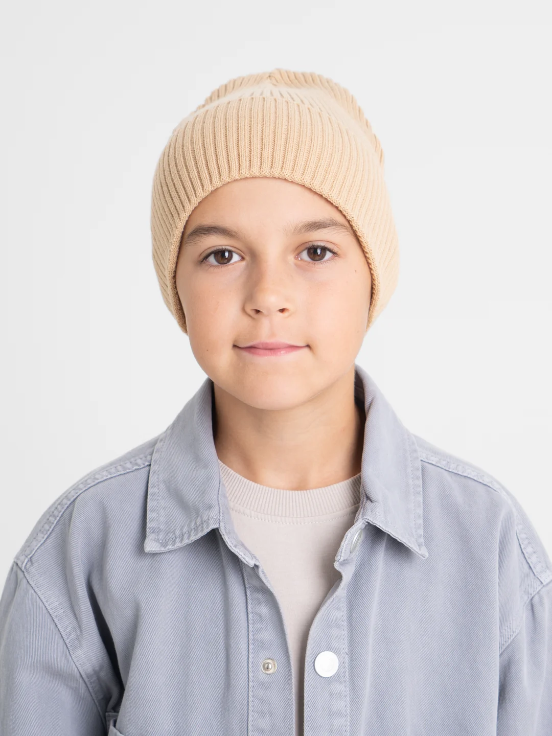 Бронзовый демисезонная шапка для мальчика . Демисезонная шапка 3- 10 лет