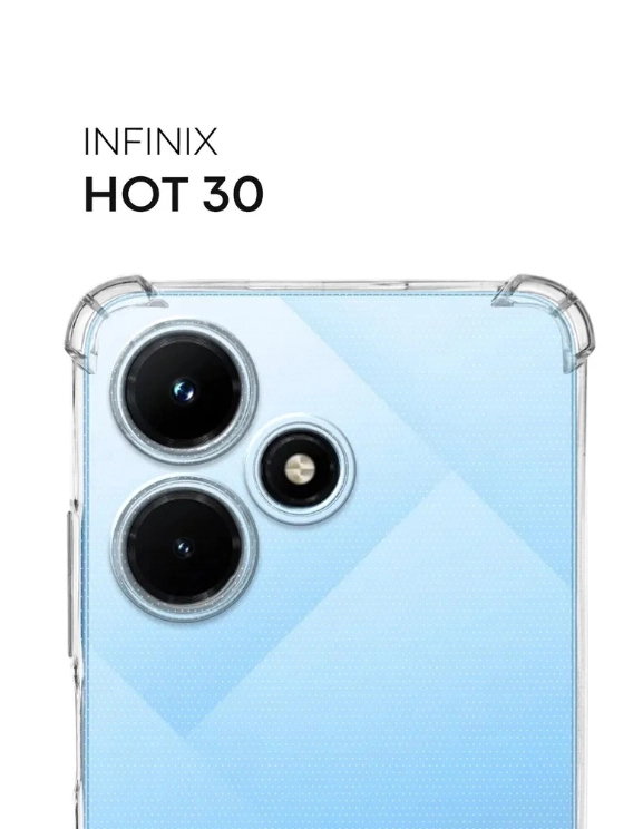 Чехол для Infinix Hot 30, с усиленными углами, силиконовый, прозрачный
