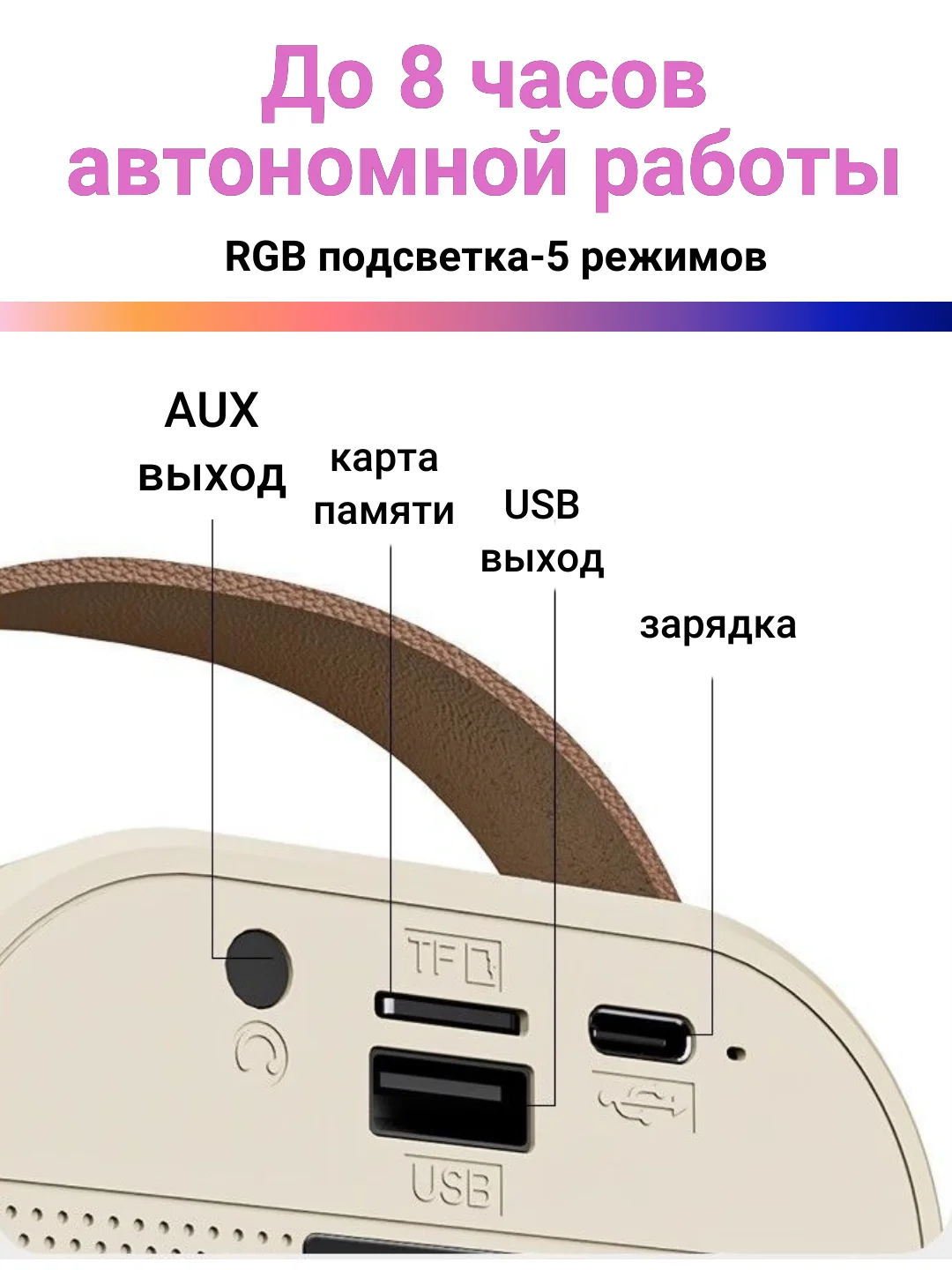 Синий микрофон караоке детский с колонкой, RGB подсветка