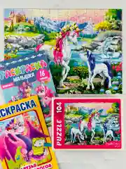 Единорог паззл мозаика раскраска задания дракон русалочка