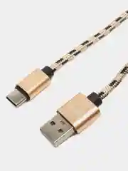 Золотой кабель провод плетеный 3, 2 метра зарядник USB Lightning iPhone, Micro Android Type-C