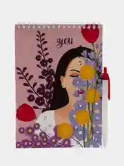 Желтый записная книжка с ручкой