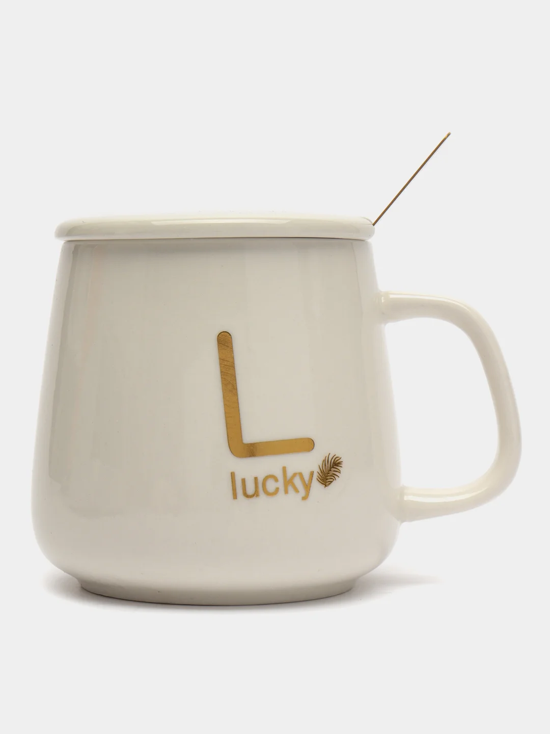Белый кружка "Lucky" керамическая с крышкой, ложкой и полотенцем в форме мишки, 350 мл