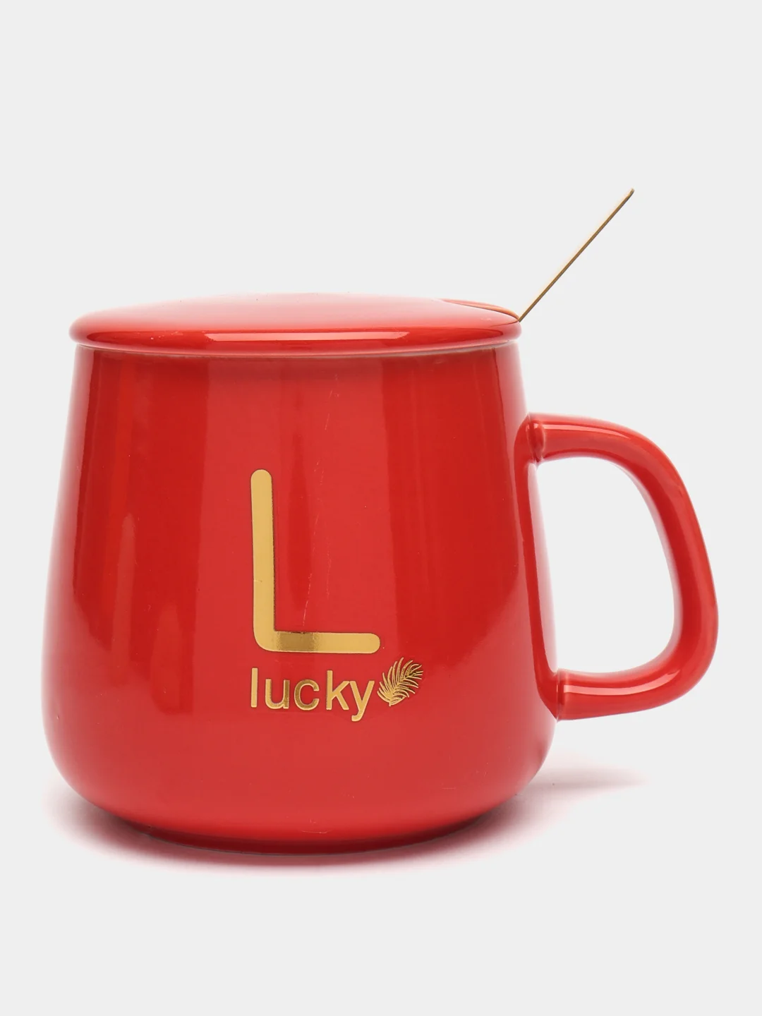 Красный кружка "Lucky" керамическая с крышкой, ложкой и полотенцем в форме мишки, 350 мл