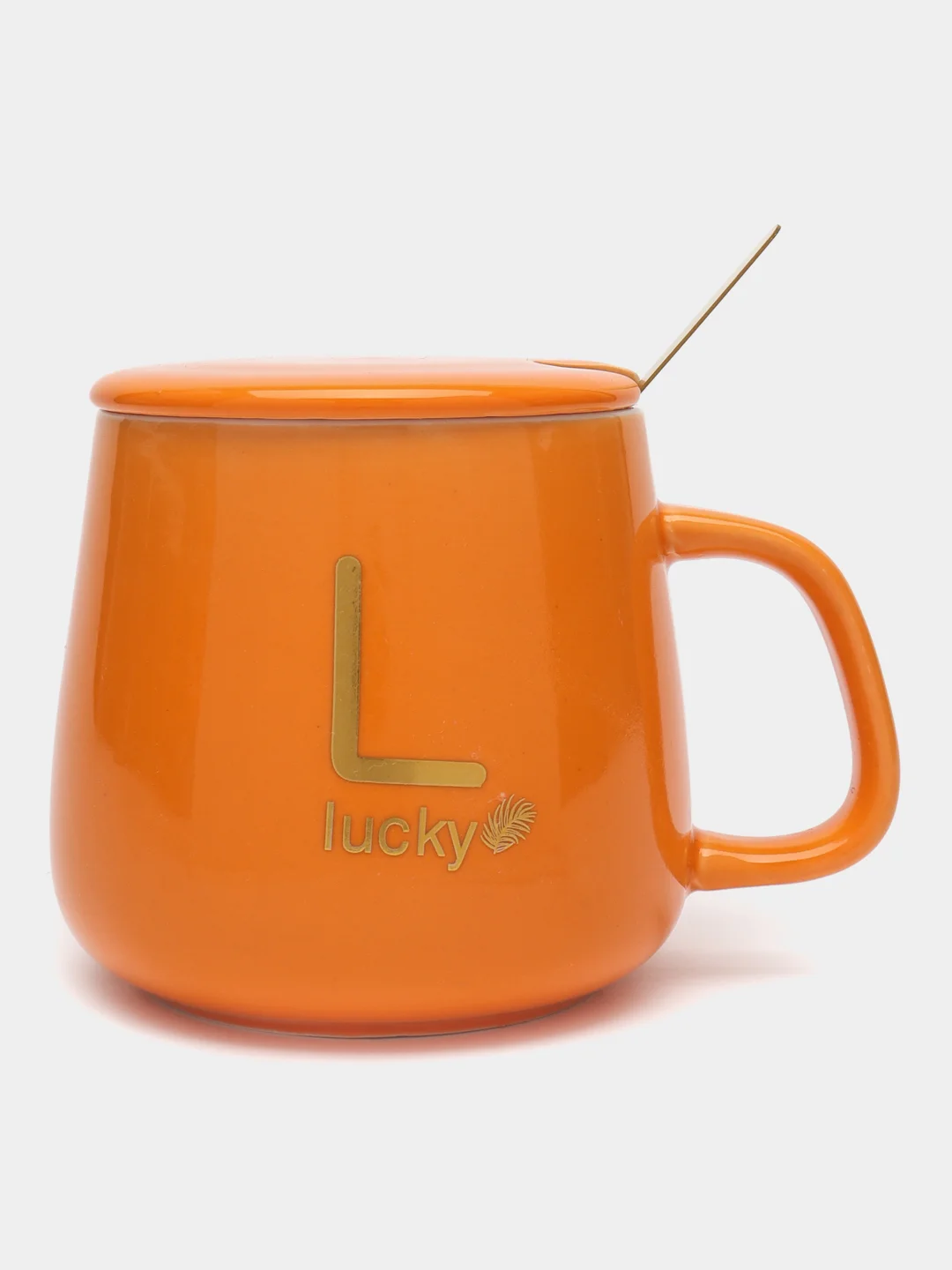 Оранжевый кружка "Lucky" керамическая с крышкой, ложкой и полотенцем в форме мишки, 350 мл