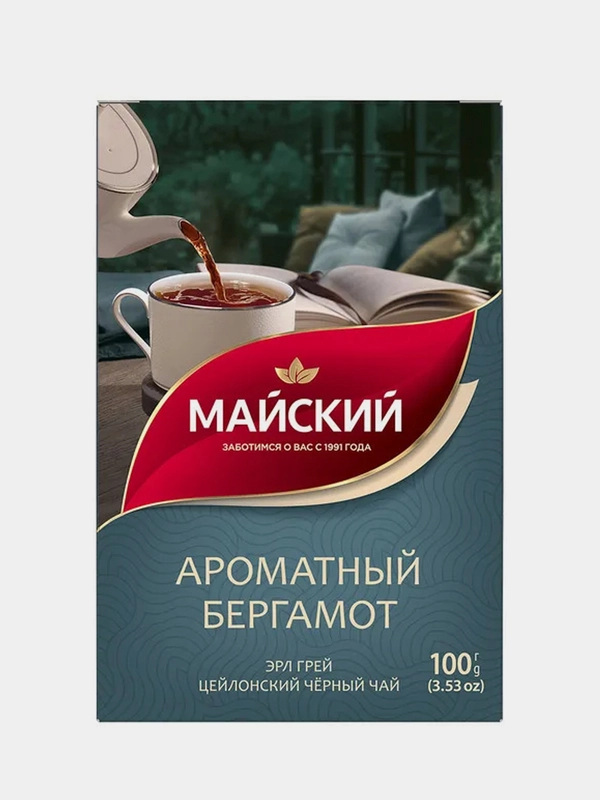 Чай чёрный листовой Майский "Ароматный бергамот", 100г