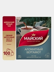 Чай чёрный Майский "Ароматный бергамот", 100 пакетиков по 1,5г
