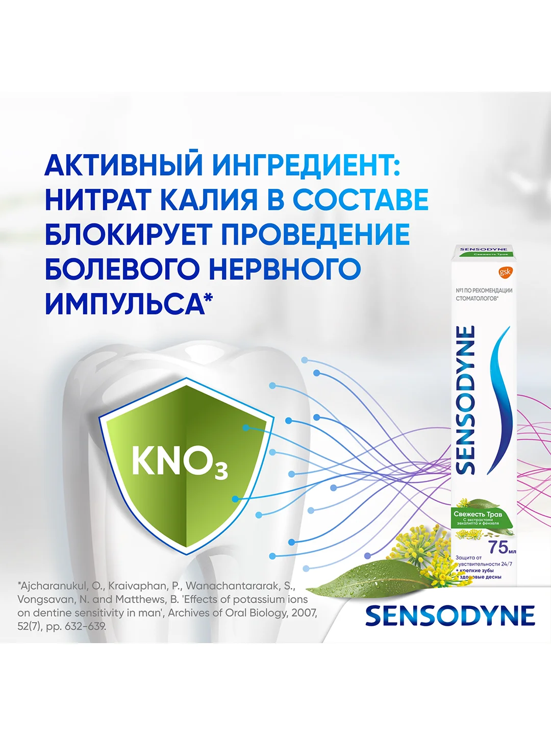 Зубная паста Sensodyne Свежесть Трав для чувствительных зубов, 75 мл, 2 шт