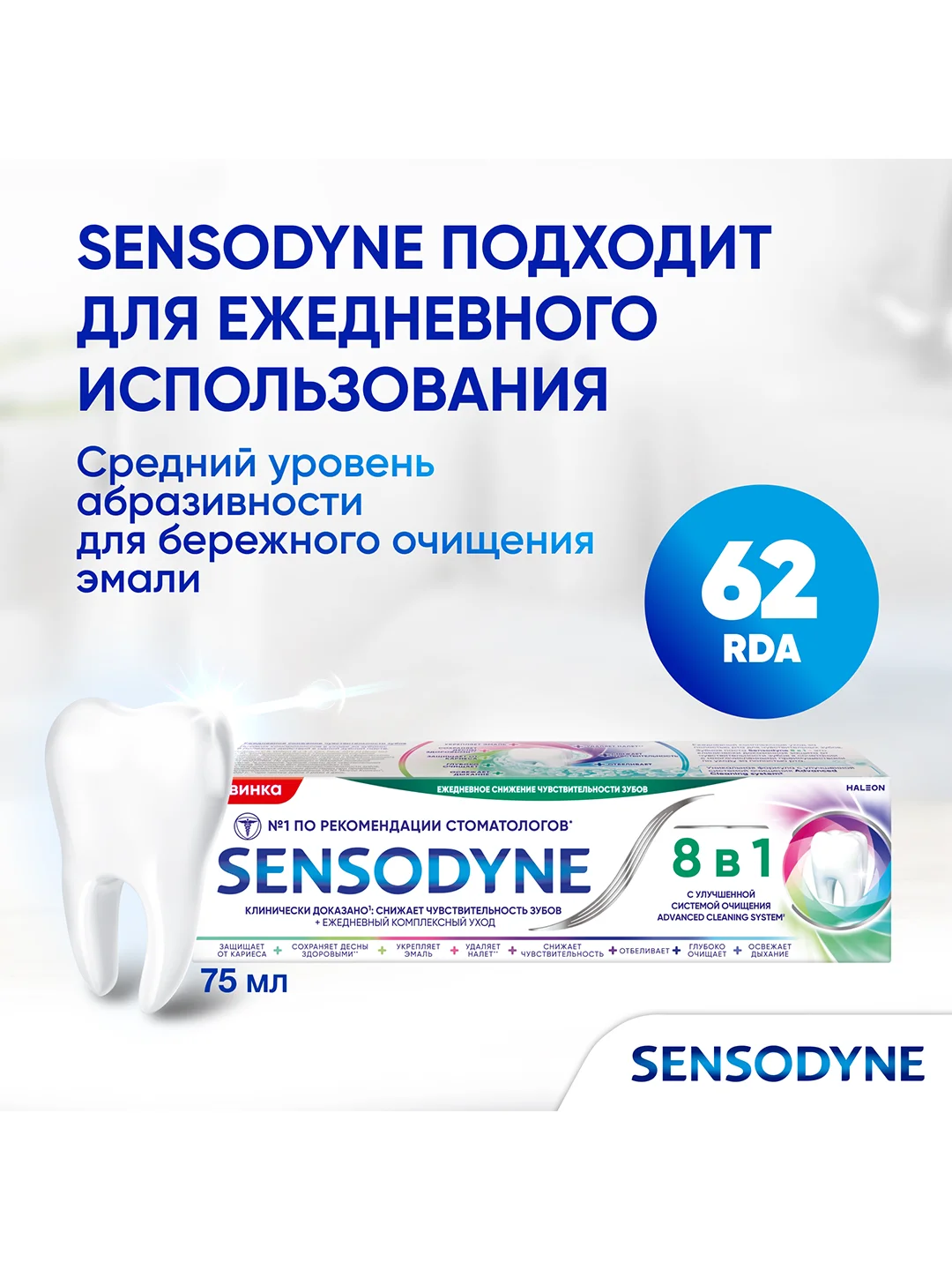 Зубная паста Sensodyne 8 в 1 Комплексный уход для чувствительных зубов, 75 мл, 2 шт