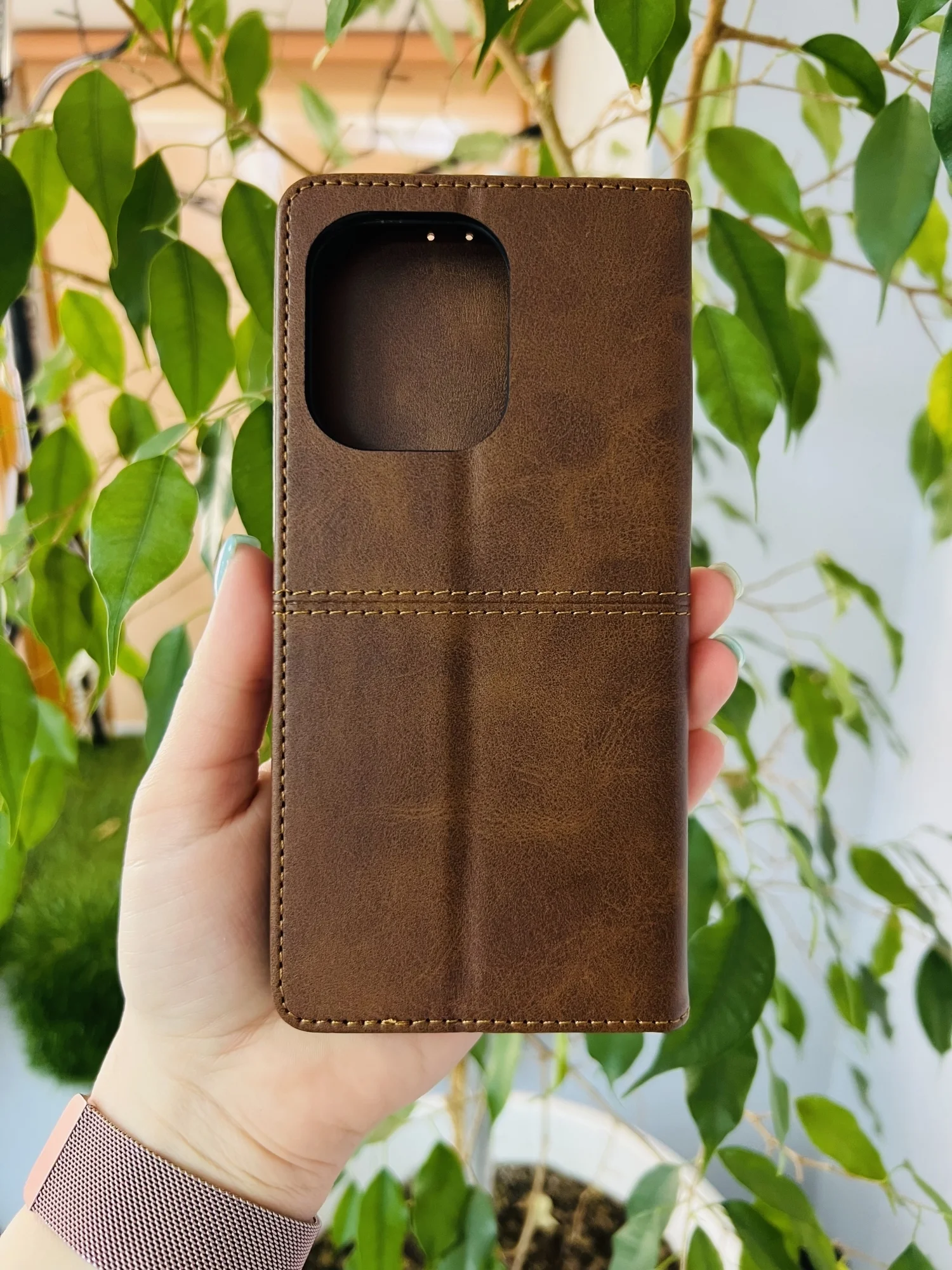 Тёмно-коричневый чехол книжка elitcase для Xiaomi Redmi Note 13 4G / Редми Нот 13 4G