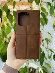 Тёмно-коричневый чехол книжка elitcase для Xiaomi Redmi Note 13 4G / Редми Нот 13 4G