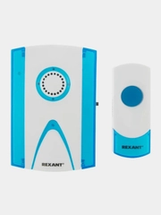 Беспроводной дверной звонок REXANT RX-3, 32 мелодии, 100м, кнопка, IP44,белый/синий