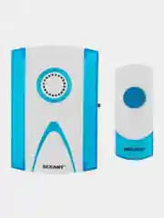 Беспроводной дверной звонок REXANT RX-3, 32 мелодии, 100м, кнопка, IP44,белый/синий
