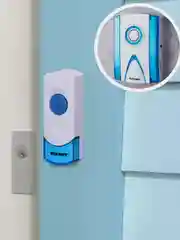 Беспроводной дверной звонок REXANT RX-3, 32 мелодии, 100м, кнопка, IP44,белый/синий